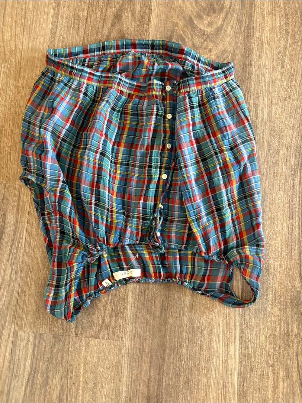 NWOT Doen PLAID THEO TOP Size M - Picture 7 of 11